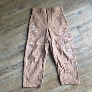 Pilcro Mauve Paint Splattered Barrel Jeans